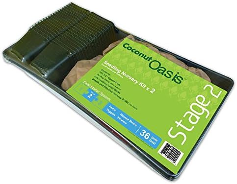 36 Pots Kit with Two Drip Pans, 10 Labels and 'Simple and Effective Nursery Guide' by Coconut Oasis: STAGE 2