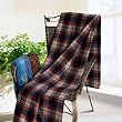 [Scotch Plaids - Orange/Blue] Soft Coral Fleece Throw Blanket (79 by 84.7 inches)