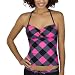 Xhilaration® Juniors Plaid Tankini Swim Top - Black/Pink