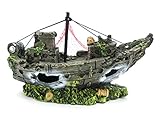 [セオヴェル]THEOVEL 水槽 アクセサリー 沈没船 型 ロック シェルター オーナメント / アクアリウム オブジェ / 難破船 沈没船 幽霊船 T0491