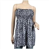 Sexy Animal Print Smocked Babydoll Plus Size Top