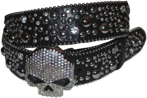 Harley-Davidson Womens Back Off Packed Crystal Stud with Willie G Skull Allover Crystals Black Lea