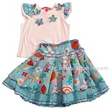 Mim-Pi Turquoise Print Cotton Skirt Top Set