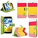 Cellularvilla Wallet Case for BLU Studio 5.5 D610a Pu Leather Wallet Card Flip Open Pocket Case Cover Pouch (Pink Yellow)
