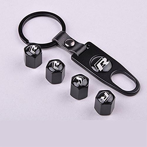 HJJ® Set of 4 Car Tire Valve Stem Air Caps Cover + Keychain For VW Volkswagen Golf R