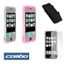 Durable Flexible Soft Clear + Pink Silicone Skin Case + Premium Reusable LCD Screen Protector + Armband for Apple Iphone 1st Gen (NOT for iPhone 3G) Smartphone 1st Generation
