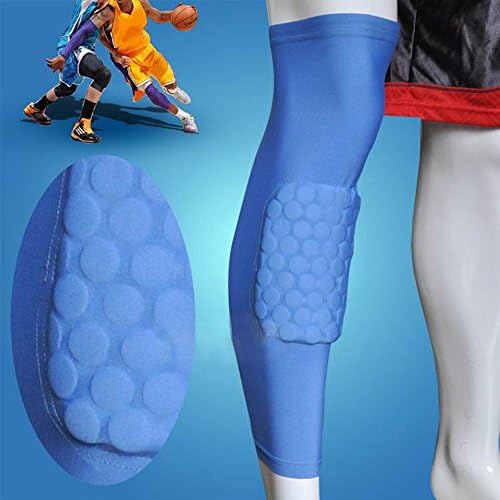 Honeycomb Pad Crashproof Antislip Basketball Leg Knee Long Sleeve Protector Gear (Light Bluesize L)