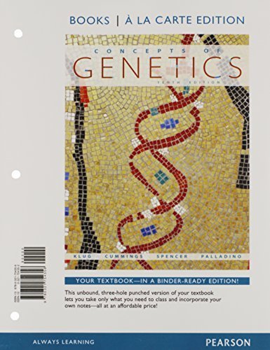 Concepts of Genetics, Books a la Carte Plus MasteringGenetics -- Access Card Package (10th Edition) 10th edition by Klug, William S., Cummings, Michael R., Spencer, Charlotte A (2011) Loose Leaf