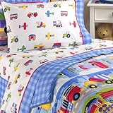 Trains, Planes & Trucks 4 PC TWIN BEDDING SET OLIVE KIDS Comforter Sheet Se ....