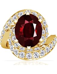 18K Yellow Gold Oval Cut Ruby Ring With Sidestones