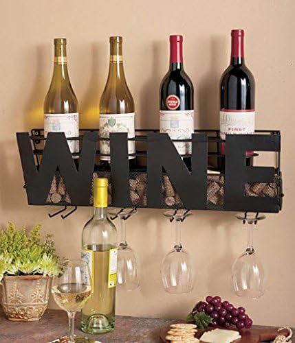 Wall Mount Wine Bottle Rack: Hold Wine Corks &amp; Wine Glasses
