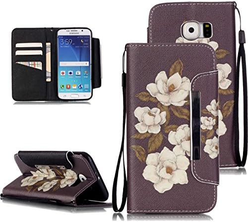 S6 Case,Galaxy S6 Wallet Case, Unibeauty Samsung Galaxy S6 Case Flip Stand Wallet Cover with Wrist Strap[Free Screen Potector,Cleaning Cloth,Stylus Pen], Begonia Flowers