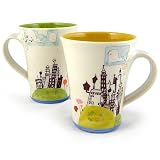 Lolliscape Design Hand-Thrown Porcelain Mugs, 12 ounces, Set of 2