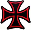 Large Maltese Cross Iron On Patch Embroidered Red Gothic Motorcycle Biker Vest Emblem