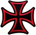 Large Maltese Cross Iron On Patch Embroidered Red Gothic Motorcycle Biker Vest Emblem