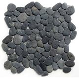 Stone Black River Stone 12 x 12 Inch Backplash Mosaic Wall Black Pebble Tile (10 Sq. Ft./Case)