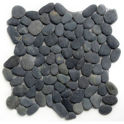 Stone Black River Stone 12 x 12 Inch Backplash Mosaic Wall Black Pebble Tile (10 Sq. Ft./Case)