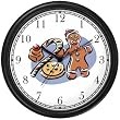 Ginger Bread Man, Candy Cane and Cookies Christmas Theme Wall Clock by WatchBuddy Timepieces (Black Frame)