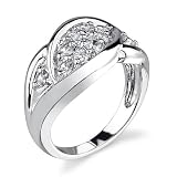 Stunning Elegance: Sterling Silver Size 6 Celebrity Inspired Cocktail Ring with CZ Diamonds