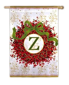 Monogram Holiday Wreath Regular Size Flag Z