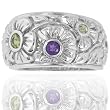 Amethyst & Peridot 10K Gold Flower Ring