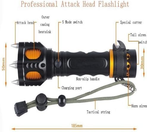 Alip 2000Lumen Tactical CREE XM-L T6 LED Led Flashlight 18650 Lamp Light 5 Mode For Hunting Flashlight Available Tactical Flashlight Self Defense Lamp Lighting Torch