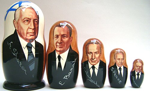 Childrens Toyshop  Toys : Russian Nesting Doll Israel Political Leaders Sharon, Barakh, Netanyahu, Peres, Shamir 5 Pcs / 7 in set #DSCI 16