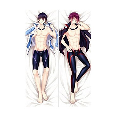 Japan Anime Free! Iwatobi Swim Club Haruka Rin Decorative Hugging Body Pillow Cover Case Double-sided 59.06'x19.69'