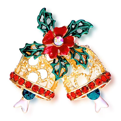 Crystal Christmas Gift Christmas Bell Pin Brooch