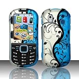Rubberized Blue Black Silver Vine Flower Snap on Design Case Hard Case Skin ....