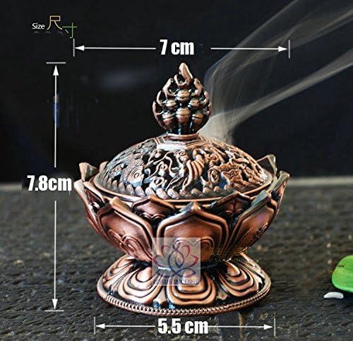 Tibetan Lotus Incense Burner 3x2.8x2.3in. Alloy Bronze Mini Incense Burner Metal Craft Home Decor