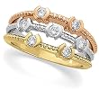 14K Tri-Color Gold Diamond Anniversary Band - 0.50 Ct.