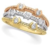 14K Tri-Color Gold Diamond Anniversary Band - 0.50 Ct.