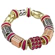 Tri Tone Fuchsia Rhinestone Stretch Bracelet Fashion Jewelry