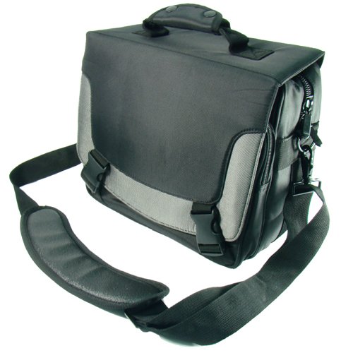Steel Grey Mithra Edition Stylish DSLR Camera Carrying Bag with Removable Shoulder Strap PEN E-P1 Olympus Evolt E620 E600 E520 E510 E500 E410 E30 E-3 SLR DSLR Camera Case Message Bag - Black with Grey Accent