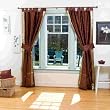Indo Brown Tab Top Sari Sheer Curtain (43 in. x 84 in.) with matching tieback