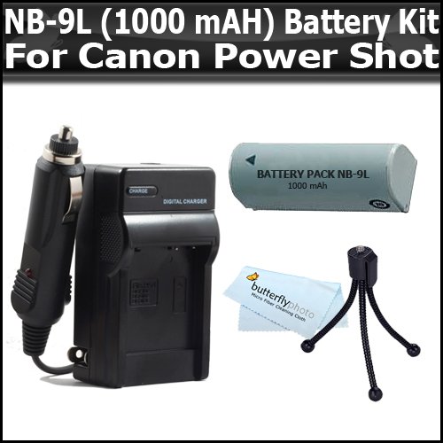 Battery And Charger Kit For Canon PowerShot SD4500IS SD4500 ELPH 510 HS ELPH 520 HS Digital Camera Incudes Extended Replacement NB-9L (1000 mAH) Lithium-Ion Battery + Ac/Dc Rapid Travel Charger + Mini Tripod