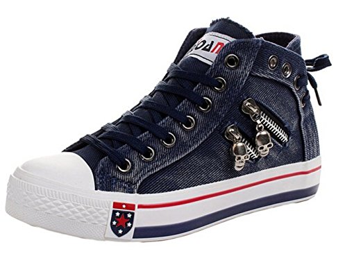 Sunshine Tour Womens Skull Lace-up Flat Canvas Shoes With Zip