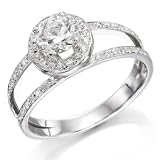 Diamond Engagement Ring in 18K Gold / White - Certified, Round, 0.80 Carat, H Color, VS2 Clarity