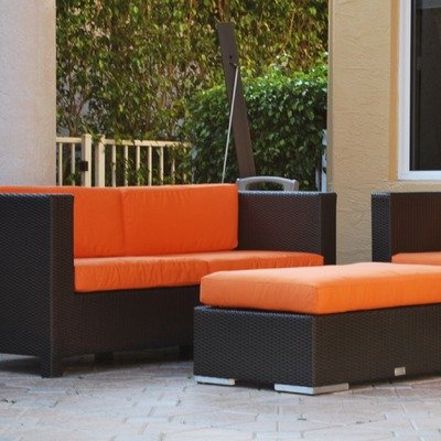 Monaco Love Seat in Espresso Fabric: Tuscan Orange