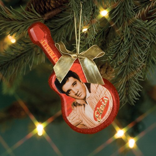 Elvis Presley Red Sparkle Guitar Christmas Tree Ornament