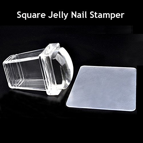 Akak Store Clear Jelly Nail Art Stamping Rectangular Transparent Stamper Plastic Scraper Kit DIY Polish Print Template Manicure Tools