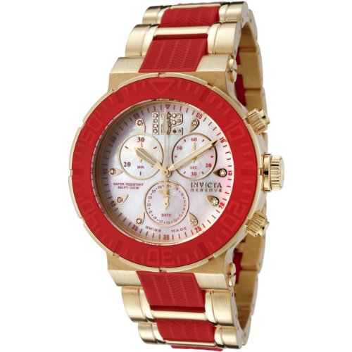 Invicta Women's 0171 Reserve Collection Chronograph 18k Gold-Plated and Red Rubber Watch