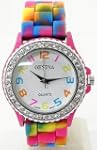 Geneva Rainbow Silicone Band Watch -...