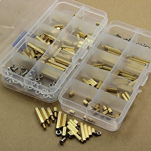 240Pcs M2&M3 Brass and Stainless Steel Hex Spacers Screw Nut Stand-off Plastic Accessories Assortment White kit