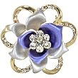 Blooming Rose Flower Crystal Brooch Pin - Blue Blooming Rose Flower Crystal Brooch Pin - Blue
