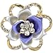 Blooming Rose Flower Crystal Brooch Pin - Blue