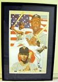 Hank Aaron & Sadaharu Oh autographed Lithograph (Milwaukee/Atlanta Braves & Yomiuri Giants Baseball Home Run Kings in America & Japan) 17x29 framed