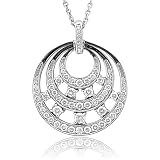 14k White Gold Filigree Circle Diamond Pendant Necklace (H-I, SI-I, 1.42 carat)