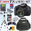 Canon EOS Rebel T2i 18 MP CMOS APS-C Digital SLR Camera with EF-S 18-55mm f/3.5-5.6 IS Lens + 16GB Deluxe Accessory Kit